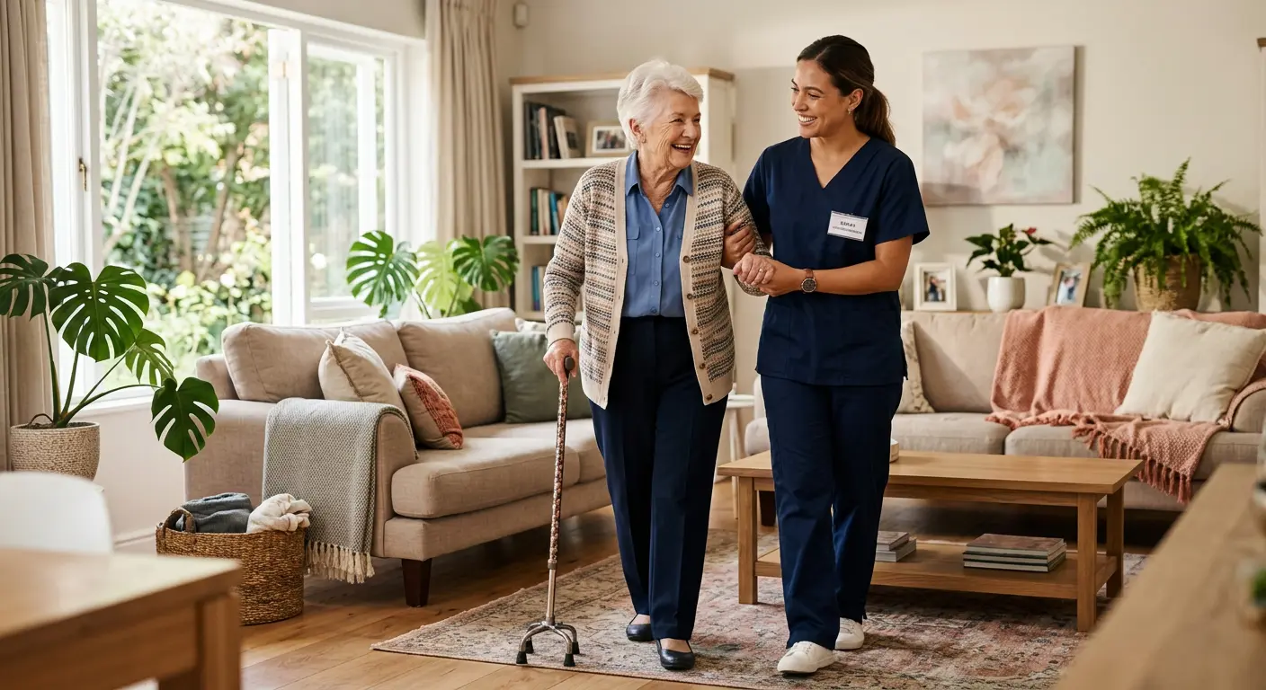 Caregiver helping senior at home